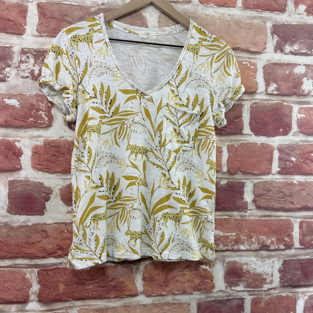 Anthropologie Tla Shirt Women's XS Multicolor Animal Print Tropical Casual Top - Picture 2 of 9